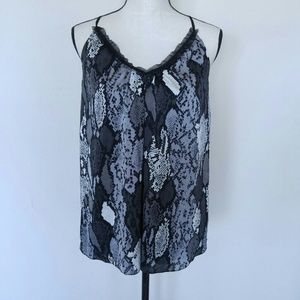 Milly Croc Print Black and Ivory Halter Top
